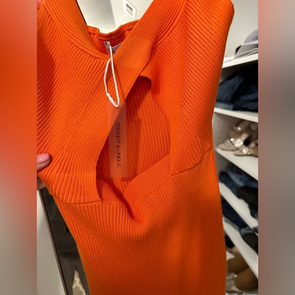 Orange keyhole midi dress with slit- NEW with tags!! - Picture 3 of 5